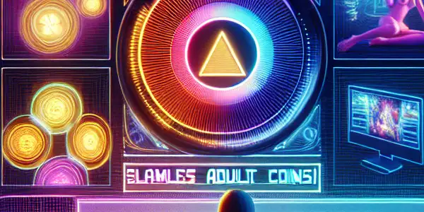 A futuristic digital interface showcasing a seamless adult entertainment experience with virtual currency, featuring a relaxed user and vibrant content.