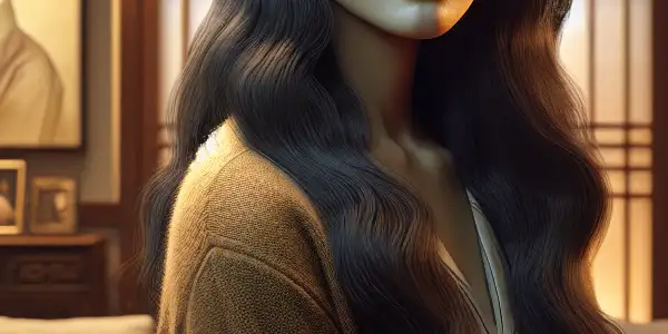 A young woman and her brother-in-law share a tense moment in a cozy Korean living room.